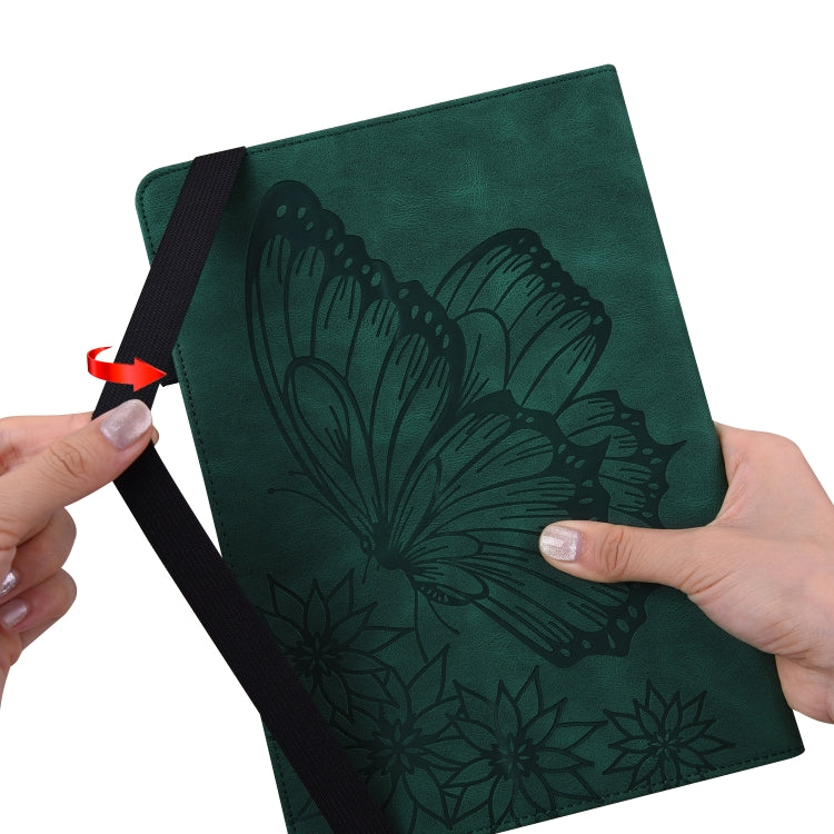For Huawei MediaPad M5 Lite 10.1 Big Butterfly Embossed Leather Tablet Case(Green) - Huawei by PMC TechLife | Online Shopping South Africa | PMC TechLife | Buy Now Pay Later Mobicred