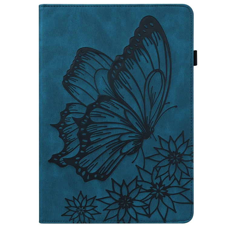 For Lenovo M10 Plus X606F Big Butterfly Embossed Leather Tablet Case(Blue) - Lenovo by PMC TechLife | Online Shopping South Africa | PMC TechLife | Buy Now Pay Later Mobicred