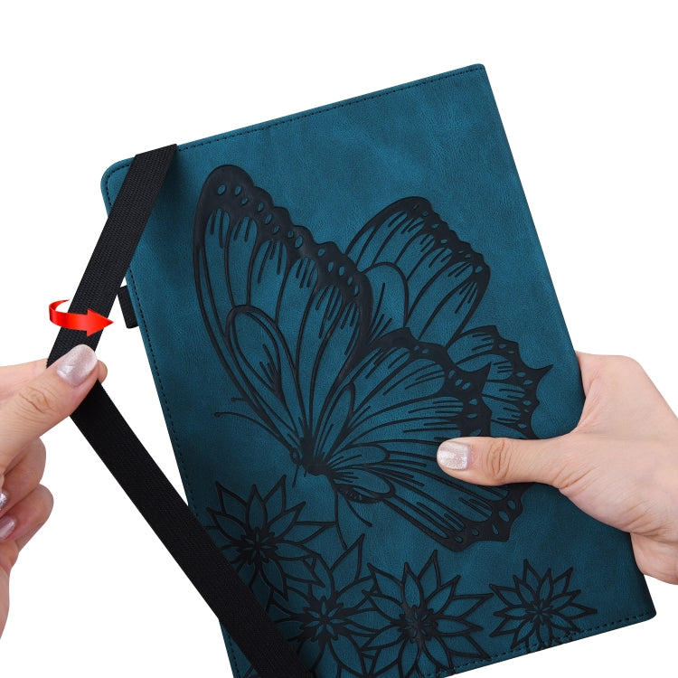 For Lenovo M10 Plus X606F Big Butterfly Embossed Leather Tablet Case(Blue) - Lenovo by PMC TechLife | Online Shopping South Africa | PMC TechLife | Buy Now Pay Later Mobicred