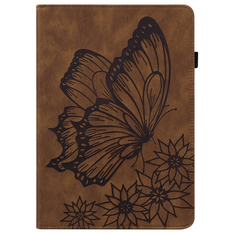 For Amazon Kindle Fire HD 10 2019 / 2017 Big Butterfly Embossed Smart Leather Tablet Case(Brown) - Amazon by PMC TechLife | Online Shopping South Africa | PMC TechLife | Buy Now Pay Later Mobicred
