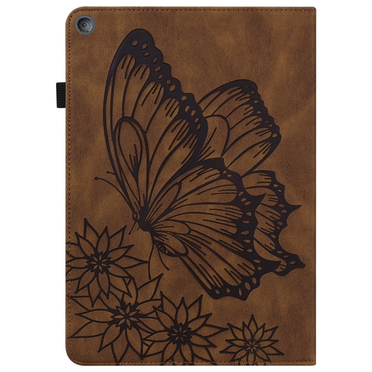 For Amazon Kindle Fire HD 10 2019 / 2017 Big Butterfly Embossed Smart Leather Tablet Case(Brown) - Amazon by PMC TechLife | Online Shopping South Africa | PMC TechLife | Buy Now Pay Later Mobicred
