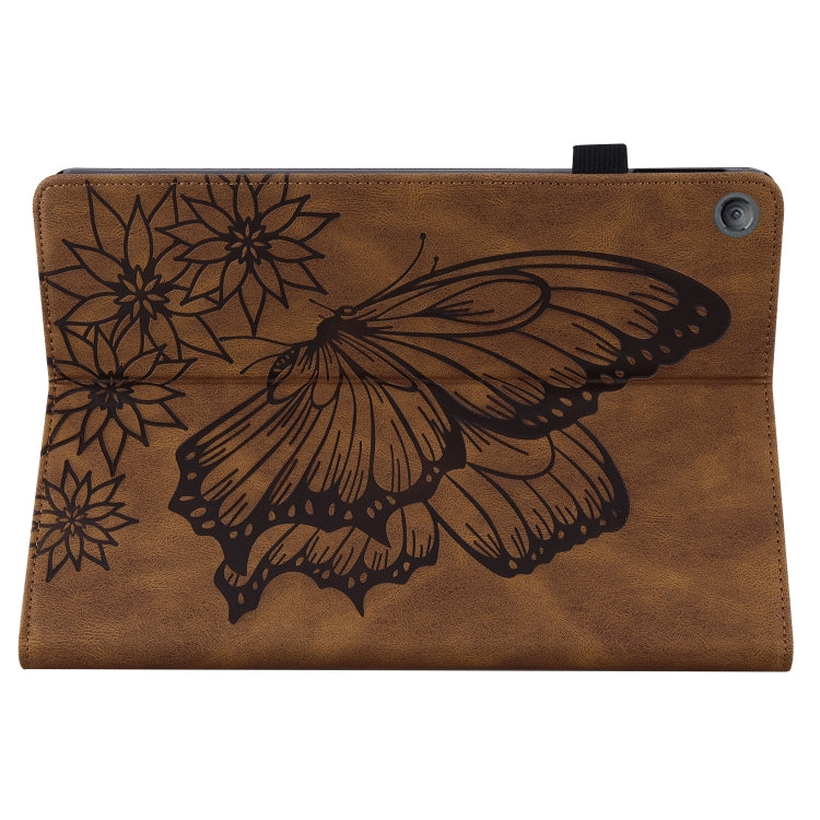For Amazon Kindle Fire HD 10 2019 / 2017 Big Butterfly Embossed Smart Leather Tablet Case(Brown) - Amazon by PMC TechLife | Online Shopping South Africa | PMC TechLife | Buy Now Pay Later Mobicred