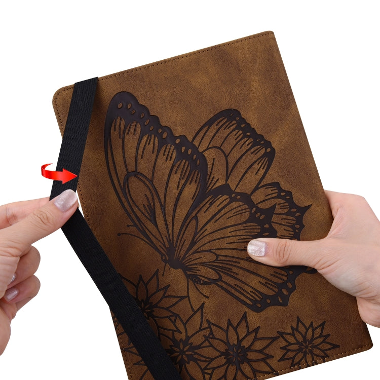 For Amazon Kindle Fire HD 10 2019 / 2017 Big Butterfly Embossed Smart Leather Tablet Case(Brown) - Amazon by PMC TechLife | Online Shopping South Africa | PMC TechLife | Buy Now Pay Later Mobicred
