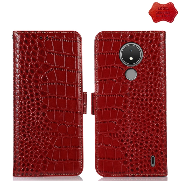 For Nokia C21 Crocodile Top Layer Cowhide Leather Phone Case(Red) - Nokia Cases by PMC TechLife | Online Shopping South Africa | PMC TechLife | Buy Now Pay Later Mobicred