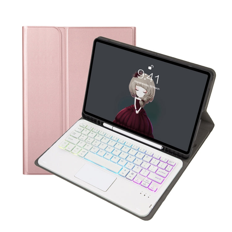 For Samsung Galaxy Tab S6 Lite A610B-AS Lambskin Texture Backlight Bluetooth Keyboard Leather Tablet Case(Rose Gold) - Samsung Keyboard by PMC TechLife | Online Shopping South Africa | PMC TechLife
