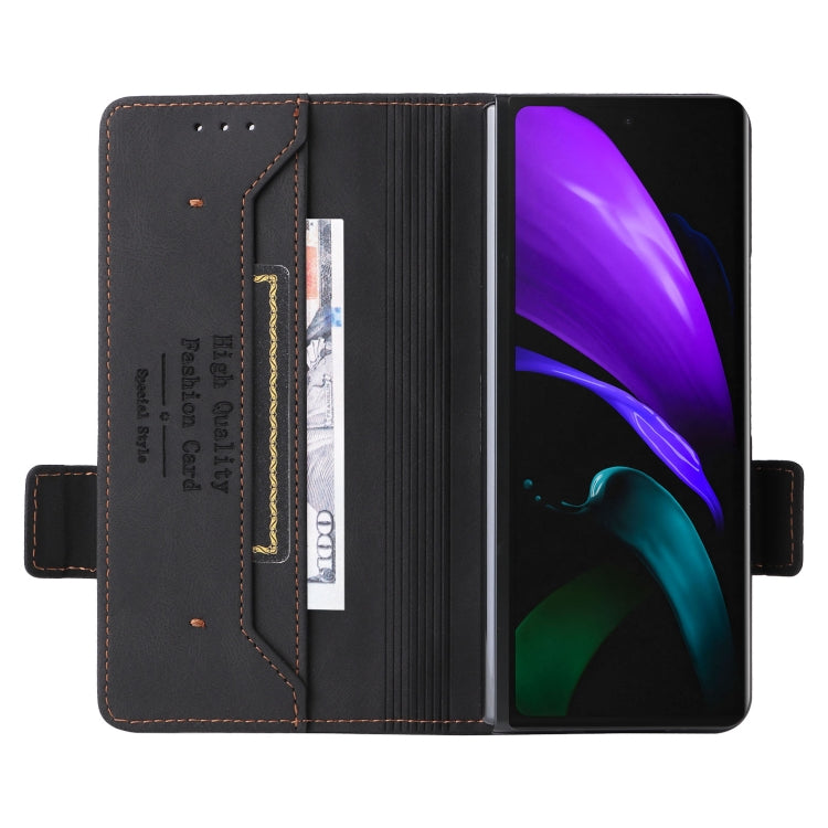 For Samsung Galaxy Z Fold2 5G Magnetic Clasp Flip Leather Phone Case(Black) - Galaxy Phone Cases by PMC Jewellery | Online Shopping South Africa | PMC Jewellery