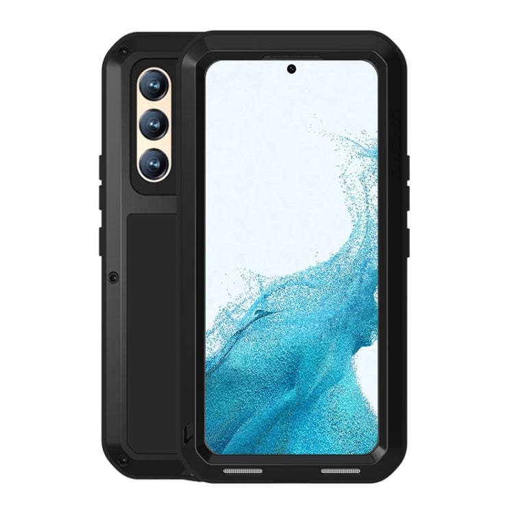 For Samsung Galaxy S22  LOVE MEI Metal Shockproof Waterproof Dustproof Protective Phone Case with Glass(Black) - Galaxy S22 5G Cases by LOVE MEI | Online Shopping South Africa | PMC Jewellery