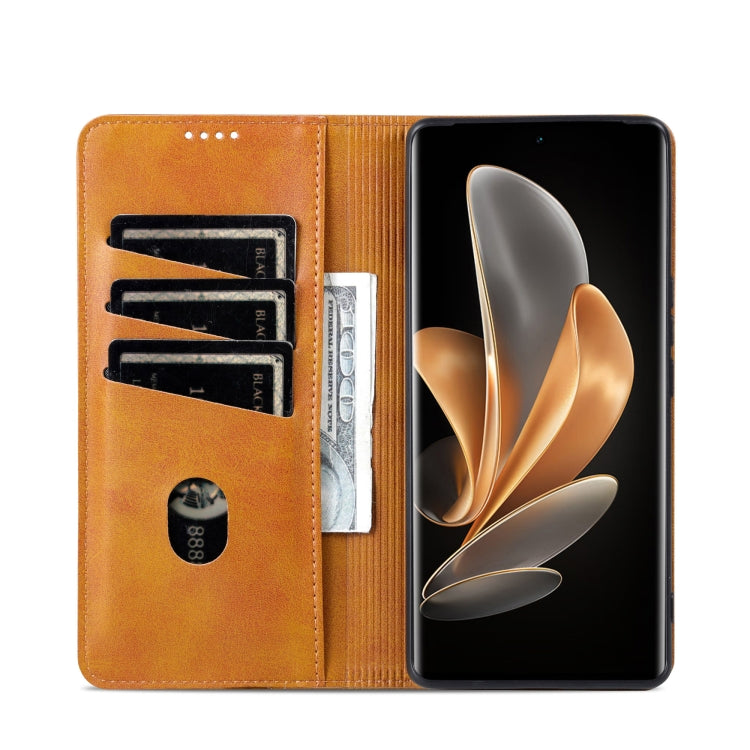 For vivo X100 Ultra AZNS Magnetic Calf Texture Leather Phone Case(Light Brown) - vivo Cases by AZNS | Online Shopping South Africa | PMC Jewellery | Buy Now Pay Later Mobicred