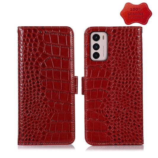 For Motorola Moto G42 Crocodile Top Layer Cowhide Leather Phone Case(Red) - Motorola Cases by PMC Jewellery | Online Shopping South Africa | PMC Jewellery | Buy Now Pay Later Mobicred