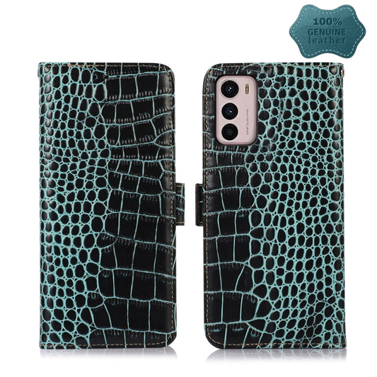 For Motorola Moto G42 Crocodile Top Layer Cowhide Leather Phone Case(Green) - Motorola Cases by PMC Jewellery | Online Shopping South Africa | PMC Jewellery | Buy Now Pay Later Mobicred