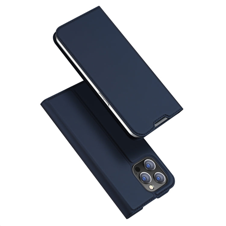 For iPhone 14 Pro DUX DUCIS Skin Pro Series Shockproof Horizontal Flip Leather Phone Case(Dark Blue) - iPhone 14 Pro Cases by DUX DUCIS | Online Shopping South Africa | PMC Jewellery | Buy Now Pay Later Mobicred