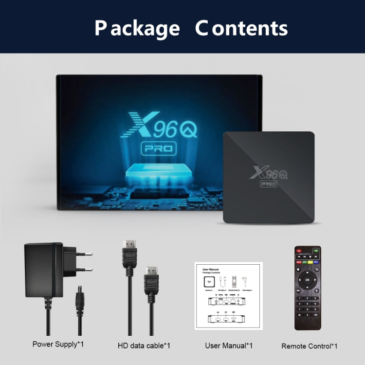 X96Q PRO 4K Smart TV BOX Android 10.0 Media Player, Allwinner H313 Quad Core ARM Cortex A53, RAM: 2GB, ROM: 16GB, Plug Type:US Plug - Others by PMC Jewellery | Online Shopping South Africa | PMC Jewellery | Buy Now Pay Later Mobicred