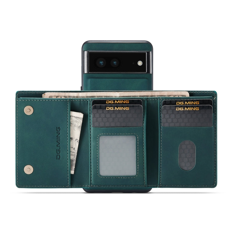 For Google Pixel 6A DG.MING M1 Series 3-Fold Multi Card Wallet + Magnetic Phone Case(Green) - free shipping - PMC TechLife - Order now!