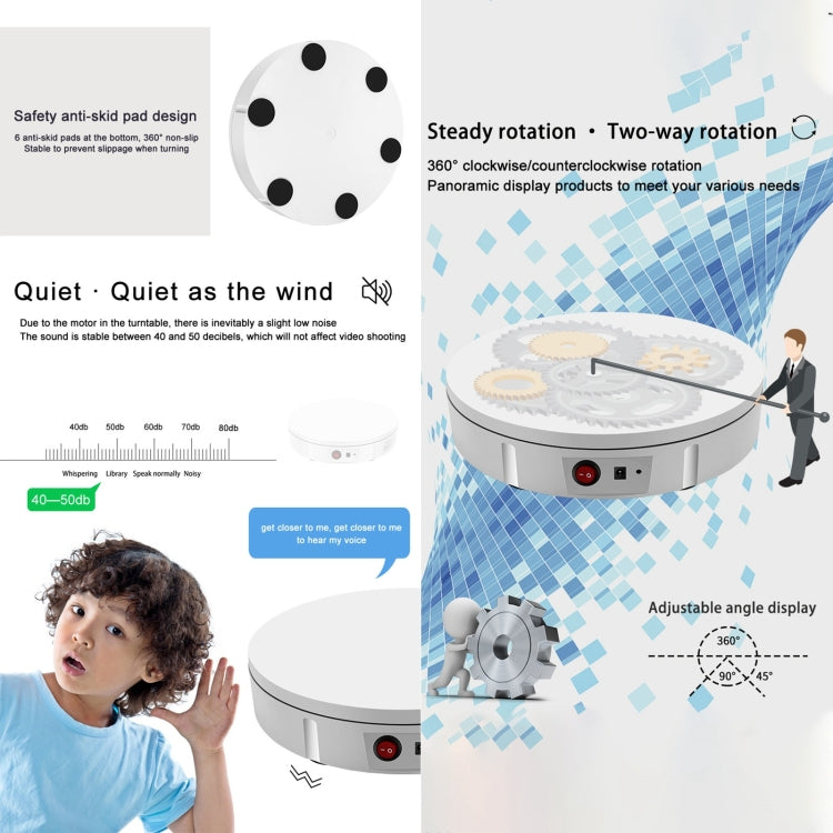 30cm Charging Rotating Display Stand Video Shooting Turntable, Load: 100kg, Power Plug:EU Plug(White) -  by PMC TechLife | Online Shopping South Africa | PMC TechLife | Buy Now Pay Later Mobicred