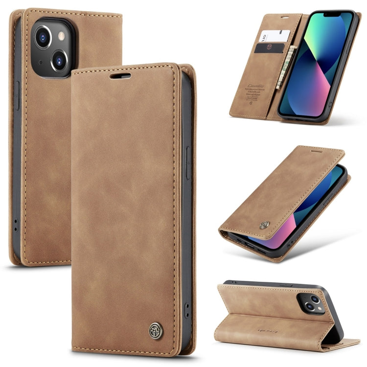 For iPhone 14 CaseMe-013 Multifunctional Retro Frosted Leather Phone Case (Brown) - iPhone 14 Cases by CaseMe | Online Shopping South Africa | PMC Jewellery | Buy Now Pay Later Mobicred