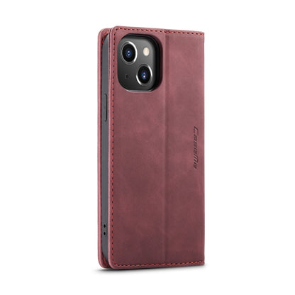 For iPhone 14 Plus CaseMe-013 Multifunctional Retro Frosted Leather Phone Case (Wine Red) - iPhone 14 Plus Cases by CaseMe | Online Shopping South Africa | PMC Jewellery | Buy Now Pay Later Mobicred