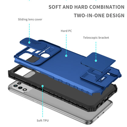 For Infinix Hot 10 Play/11 Play Stereoscopic Holder Sliding Camshield Phone Case(Blue) - Infinix Cases by PMC Jewellery | Online Shopping South Africa | PMC Jewellery