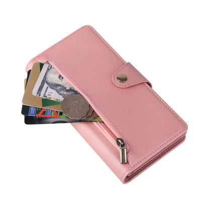 For Google Pixel 6a Rivet Buckle 9 Cards Three Fold Leather Phone Case(Rose Gold) - Google Cases by PMC Jewellery | Online Shopping South Africa | PMC Jewellery | Buy Now Pay Later Mobicred