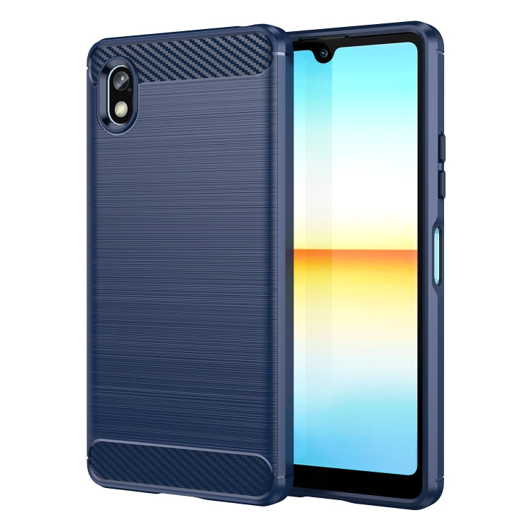 For Sony Xperia Ace III Brushed Texture Carbon Fiber TPU Phone Case(Blue) - Sony Cases by PMC Jewellery | Online Shopping South Africa | PMC Jewellery