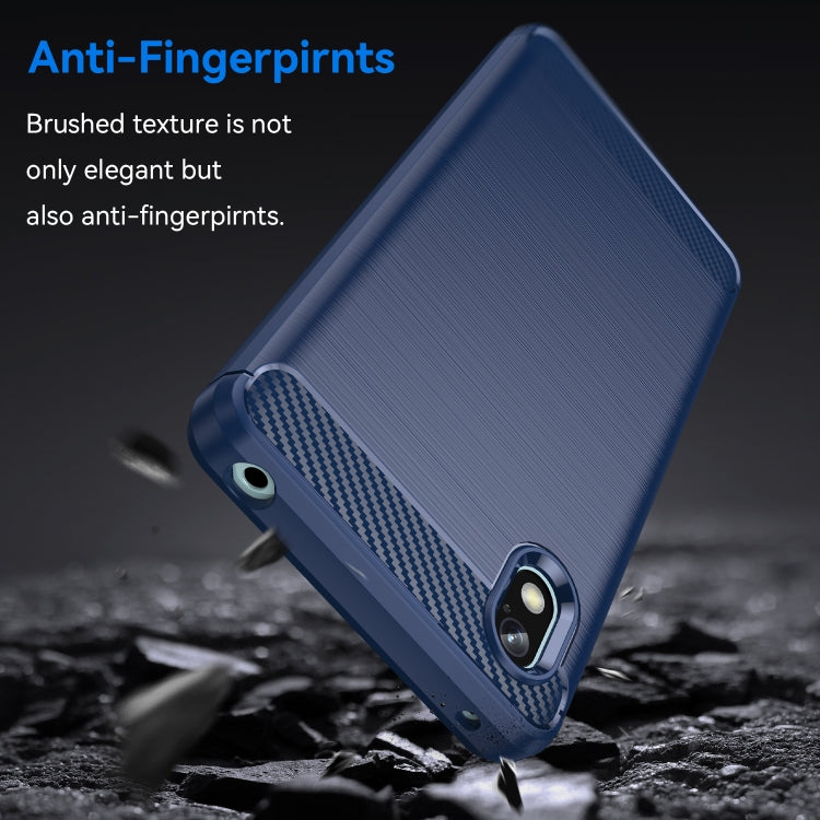 For Sony Xperia Ace III Brushed Texture Carbon Fiber TPU Phone Case(Blue) - Sony Cases by PMC Jewellery | Online Shopping South Africa | PMC Jewellery