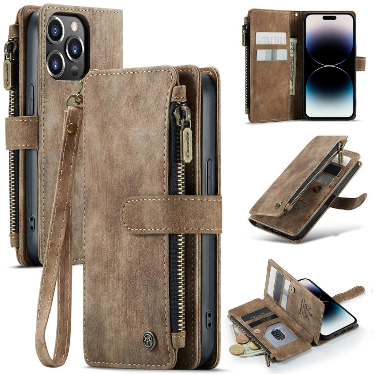 For iPhone 14 Pro CaseMe C30 Multifunctional Phone Leather Case(Brown) - iPhone 14 Pro Cases by CaseMe | Online Shopping South Africa | PMC Jewellery | Buy Now Pay Later Mobicred