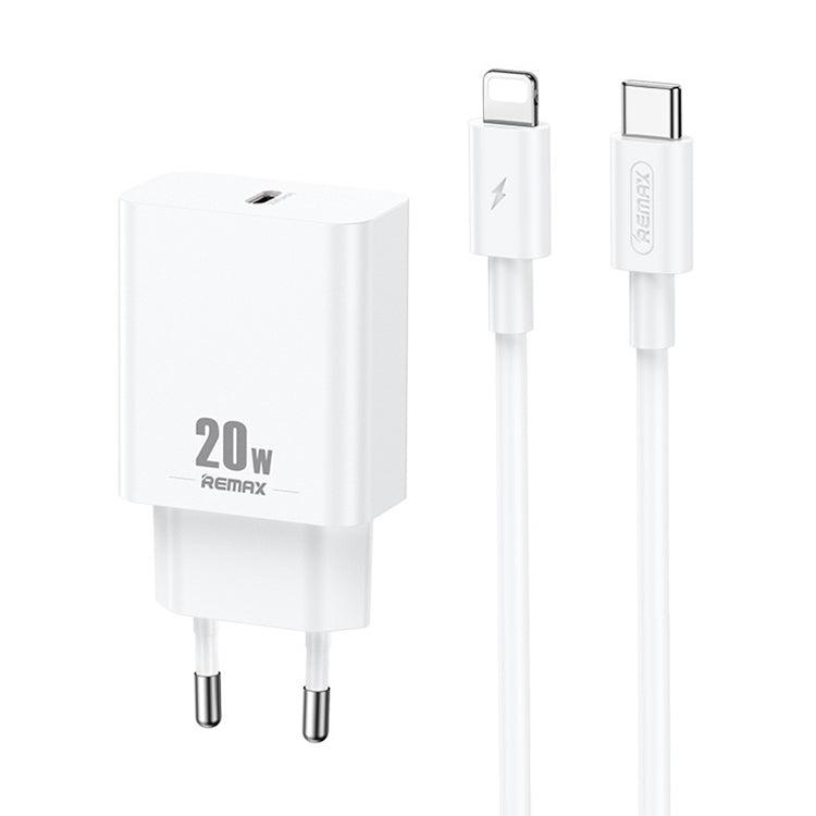 REMAX RP-U5 Extreme 2 Series 20W PD Charger + 1m USB-C / Type-C to 8 Pin Fast Charge Data Cable Set, Specification:EU Plug(White) - USB Charger by REMAX | Online Shopping South Africa | PMC Jewellery | Buy Now Pay Later Mobicred