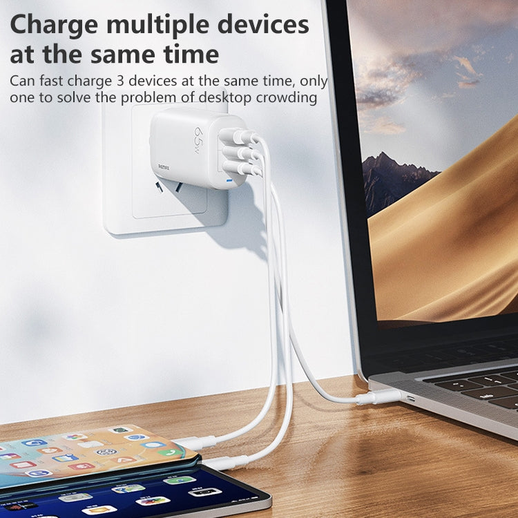 REMAX RP-U55 Territory Series 65W USB+Dual USB-C / Type-C Interface Fast Charger, Specification:CN Plug(White) - free shipping - PMC Jewellery - Order now!