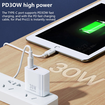 REMAX RP-U82 30W USB+USB-C/Type-C Dual Interface Fast Charger, Specification:CN Plug(White) - USB Charger by REMAX | Online Shopping South Africa | PMC Jewellery | Buy Now Pay Later Mobicred