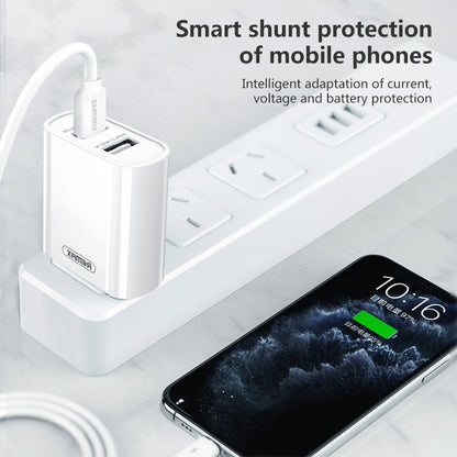 REMAX RP-U35 Jane Series 2.1A Dual USB Port Fast Charger Set, Cable:8 Pin(EU Plug) - USB Charger by REMAX | Online Shopping South Africa | PMC Jewellery | Buy Now Pay Later Mobicred