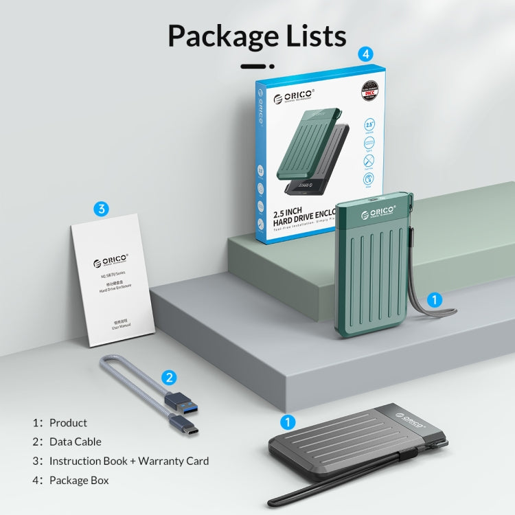 ORICO M25U3-GR 2.5 inch USB 3.0 Micro-B Hard Drive Enclosure(Green) - free shipping - PMC Jewellery - Order now!