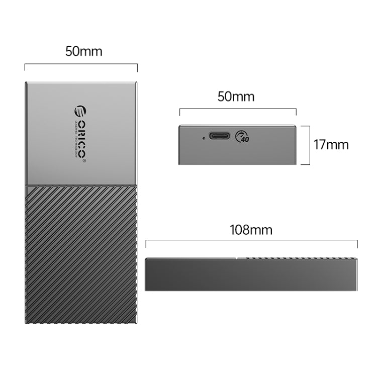 ORICO 40Gbps USB4.0 Type-C M.2 NVMe SSD Enclosure(Grey) - HDD Enclosure by ORICO | Online Shopping South Africa | PMC TechLife | Buy Now Pay Later Mobicred