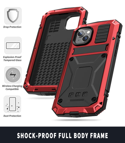 For iPhone 14 Plus R-JUST Shockproof Waterproof Dust-proof Case with Holder (Red) - iPhone 14 Plus Cases by R-JUST | Online Shopping South Africa | PMC Jewellery