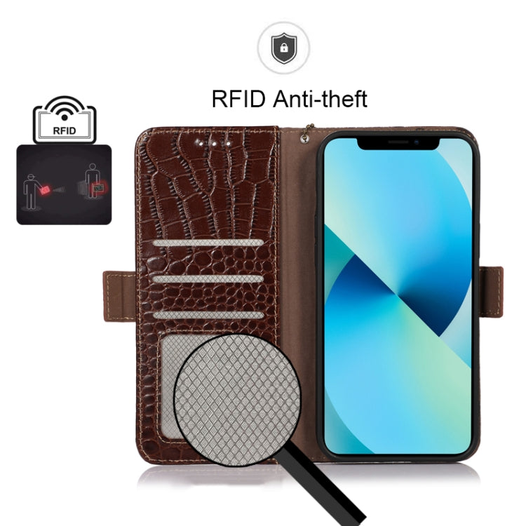 For Sony Xperia 5 IV Crocodile Top Layer Cowhide Leather Phone Case(Brown) - Sony Cases by PMC TechLife | Online Shopping South Africa | PMC TechLife | Buy Now Pay Later Mobicred