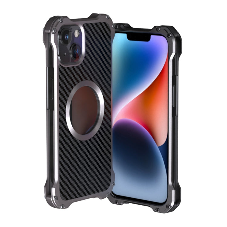 For iPhone 14 Plus R-JUST RJ51 Hollow Shockproof Metal Phone Case (Dark Grey) - iPhone 14 Plus Cases by R-JUST | Online Shopping South Africa | PMC Jewellery