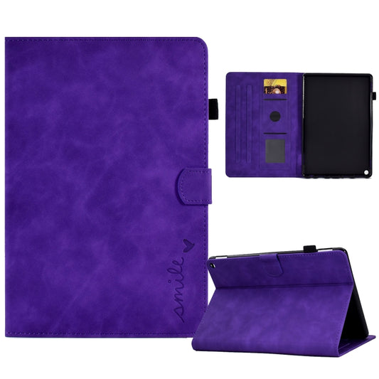 For Amazon Kindle Fire HD 8 2022 / 2020 Embossed Smile Flip Tablet Leather Case(Purple) - Amazon by PMC Jewellery | Online Shopping South Africa | PMC Jewellery | Buy Now Pay Later Mobicred