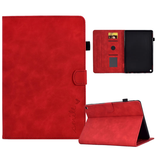 For Amazon Kindle Fire HD 8 2022 / 2020 Embossed Smile Flip Tablet Leather Case(Red) - Amazon by PMC Jewellery | Online Shopping South Africa | PMC Jewellery | Buy Now Pay Later Mobicred