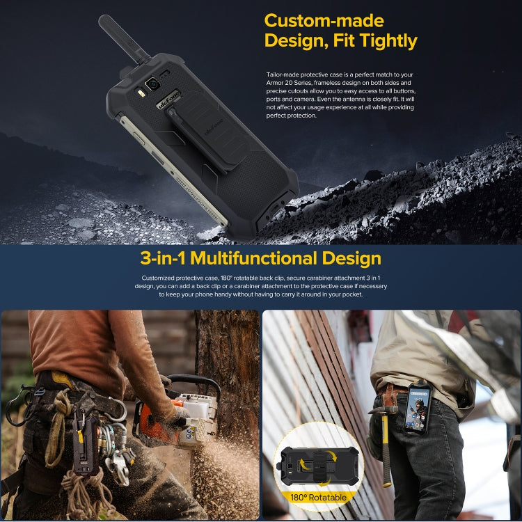 For Ulefone Armor 20WT Ulefone Back Clip Phone Case with Carabiner (Black) - free shipping - PMC Jewellery - Order now!