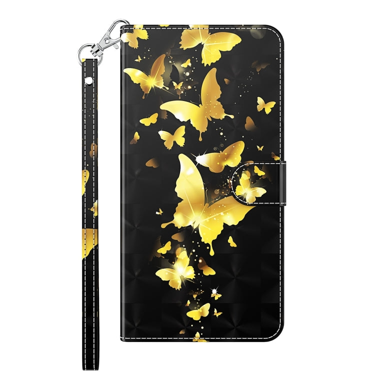 For OPPO Reno7 5G/Find X5 Lite 3D Painting Pattern TPU + PU Leather Phone Case(Gold Butterfly) - OPPO Cases by PMC Jewellery | Online Shopping South Africa | PMC Jewellery | Buy Now Pay Later Mobicred