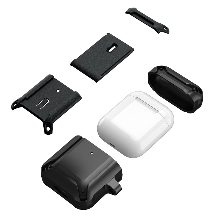 For AirPods 1 / 2 Sliding Buckle Wireless Earphone Protective Case with Hook(Black Yellow) - For AirPods 1/2 by PMC Jewellery | Online Shopping South Africa | PMC Jewellery | Buy Now Pay Later Mobicred