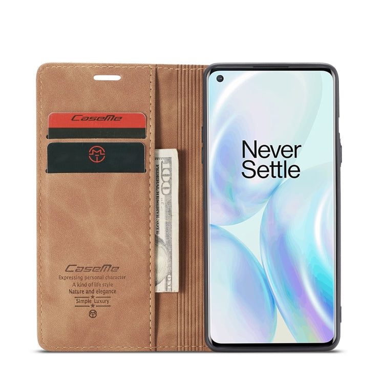 For OnePlus 8 CaseMe Multifunctional Horizontal Flip Leather Case, with Card Slot & Holder & Wallet(Brown) - OnePlus Cases by CaseMe | Online Shopping South Africa | PMC Jewellery | Buy Now Pay Later Mobicred