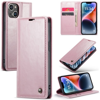 For iPhone 14 Plus CaseMe 003 Crazy Horse Texture Leather Phone Case(Rose Gold) - iPhone 14 Plus Cases by CaseMe | Online Shopping South Africa | PMC Jewellery | Buy Now Pay Later Mobicred