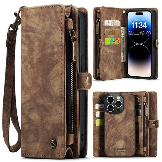 For iPhone 14 Pro CaseMe 008 Detachable Multifunctional Leather Phone Case(Brown) - iPhone 14 Pro Cases by CaseMe | Online Shopping South Africa | PMC Jewellery | Buy Now Pay Later Mobicred