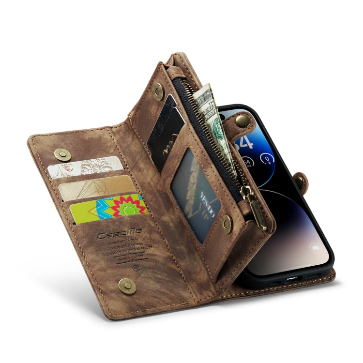 For iPhone 14 Pro CaseMe 008 Detachable Multifunctional Leather Phone Case(Brown) - iPhone 14 Pro Cases by CaseMe | Online Shopping South Africa | PMC Jewellery | Buy Now Pay Later Mobicred