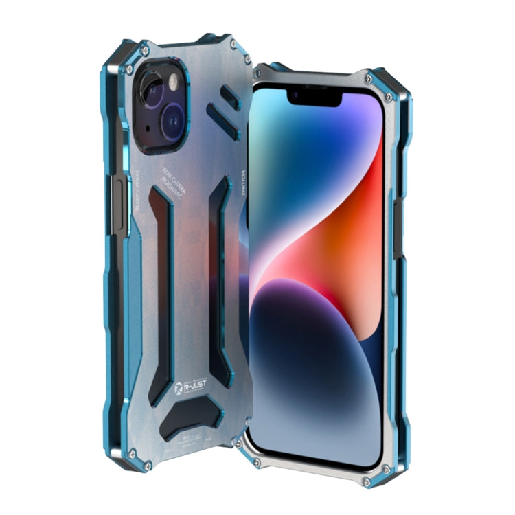 For iPhone 14 Plus R-JUST RJ17 Shockproof Armor Metal Phone Case(Blue) - iPhone 14 Plus Cases by R-JUST | Online Shopping South Africa | PMC Jewellery