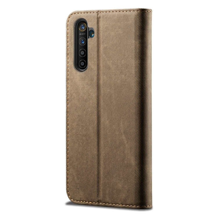 For OPPO Realme 6 Pro Denim Texture Casual Style Horizontal Flip Leather Case with Holder & Card Slots & Wallet(Khaki) - Realme Cases by PMC Jewellery | Online Shopping South Africa | PMC Jewellery | Buy Now Pay Later Mobicred