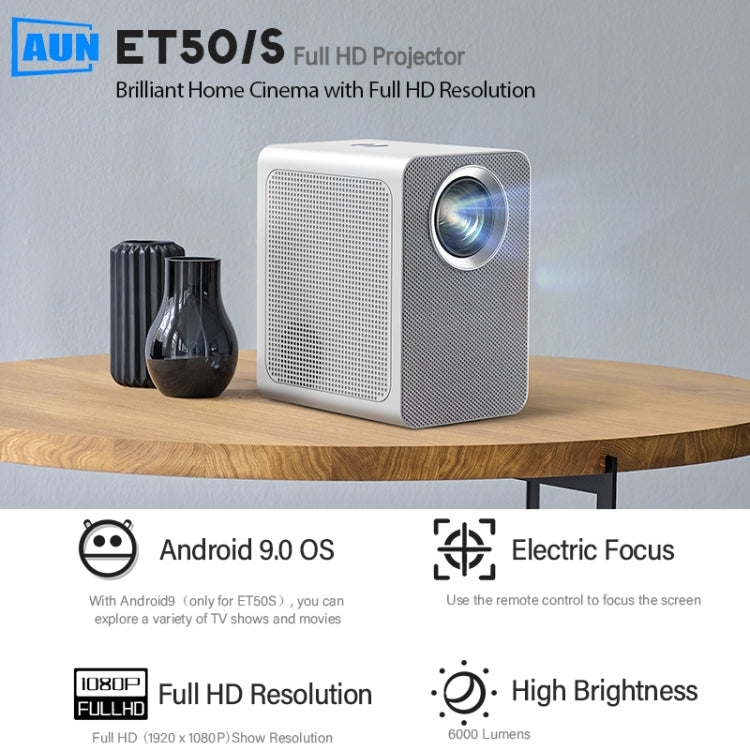 AUN ET50 4 inch 180 Lumens 1920x1080P Smart LED Mini Projector, Plug Type:UK Plug(White) - LED Projector by AUN | Online Shopping South Africa | PMC Jewellery | Buy Now Pay Later Mobicred