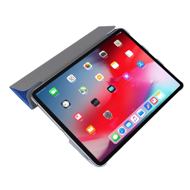 For iPad Air 13 2024 / Pro 12.9 2020 TPU Silk Texture Three-fold Horizontal Flip Leather Tablet Case with Holder(Black) - iPad Pro 12.9 (2020) Cases by PMC Jewellery | Online Shopping South Africa | PMC Jewellery | Buy Now Pay Later Mobicred