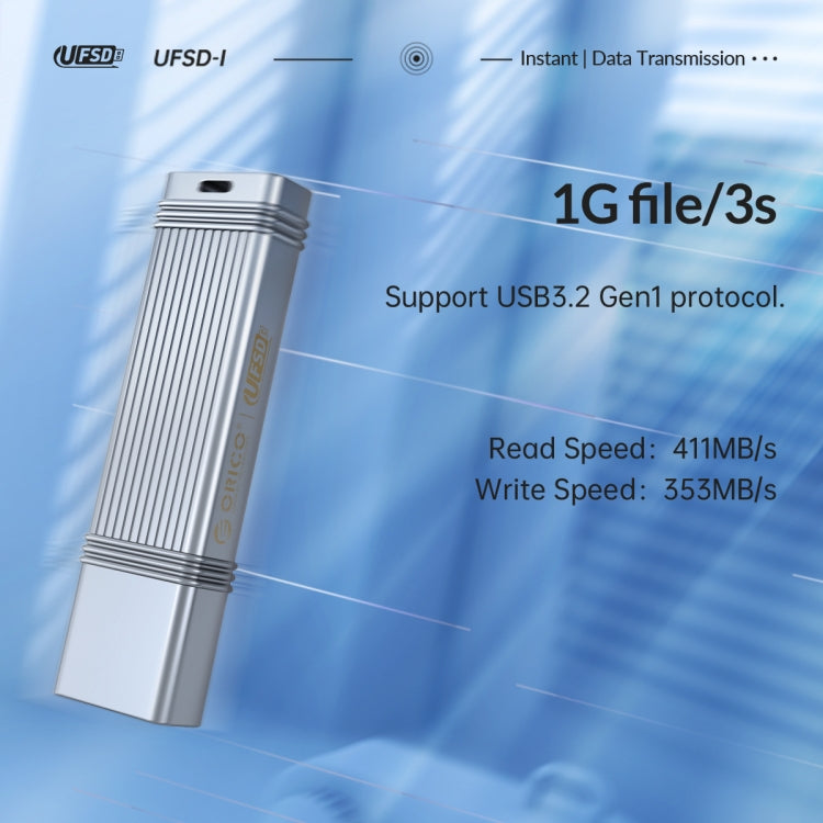 ORICO UFS Flash Drive, Read: 411MB/s, Write: 353MB/s, Memory:128GB, Port:USB-A(Silver) - USB Flash Drives by ORICO | Online Shopping South Africa | PMC Jewellery | Buy Now Pay Later Mobicred