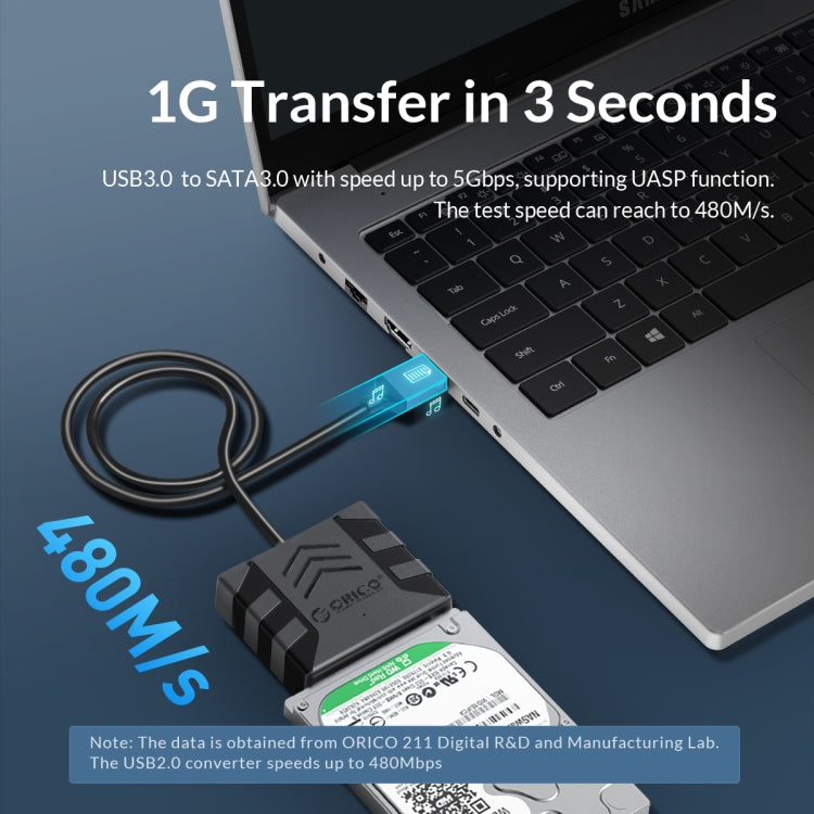 ORICO UTS1 Type-C / USB-C USB 3.0 2.5-inch SATA HDD Adapter with 12V 2A Power Adapter, Cable Length:0.3m(AU Plug) - free shipping - PMC Jewellery - Order now!