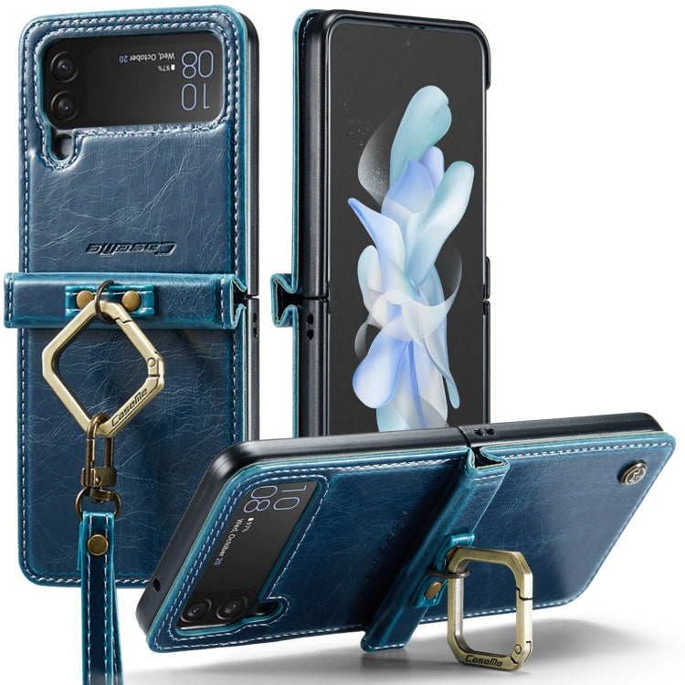 For Samsung Galaxy Z Flip4 CaseMe 003 Crazy Horse Texture Leather Phone Case with Lanyard(Blue) - Galaxy Z Flip4 5G Cases by CaseMe | Online Shopping South Africa | PMC Jewellery | Buy Now Pay Later Mobicred